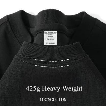 Heavy Wight 425 grams Men T Shirt Cotton Half Sleeve Brathable High Qaulity Round Neck Basic Tops Men Summer T-Shirt