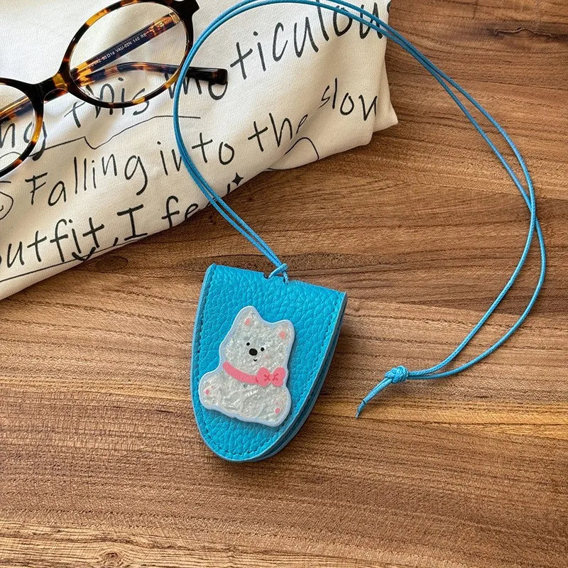 Leopard Eyeglasses Storage Bag Pendant Hanging Neck Glasses Clip Pendant Durable Glasses Clip Simple Hanging Neck Pouch