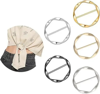 5-Piece Metal Adjustable Buckle Set Multi-use for Shirts Scarves Belts Fashion Accessory Kit