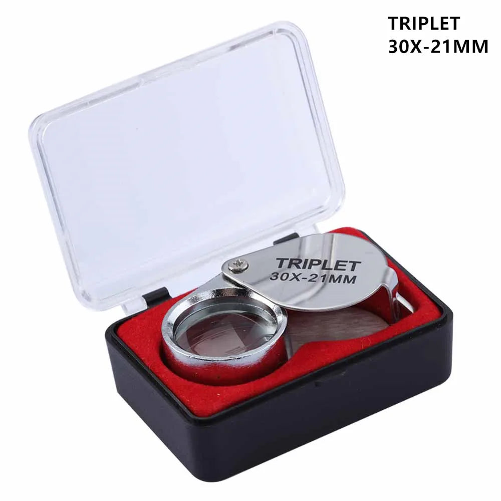 Professional 10-30X Handheld Jewelry Magnifier – Foldable Pocket Loupe with Triplet Lens for Diamond, Reading & Precision Work