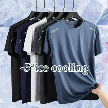 Running T-shirt Reflective Short Sleeve Ice Silk Quick Drying Summer Thin Breathable Fitness Tees Shirt Sportswear Sportsshirt
