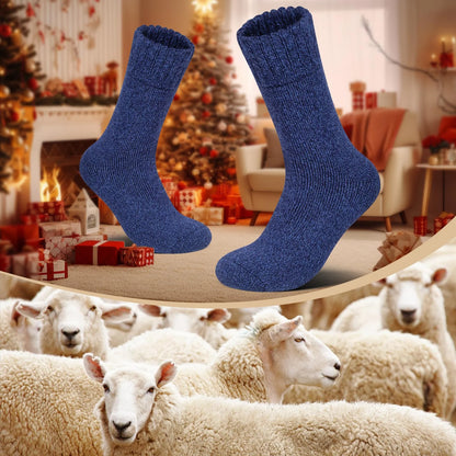 3 Pairs Men’s Winter Thick Wool Socks, Warm Thermal Work Socks for Cold Weather, Size 39–44