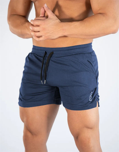 Summer thin mesh sports shorts men's breathable trend muscle fitness training three point pants running casual sports shorts