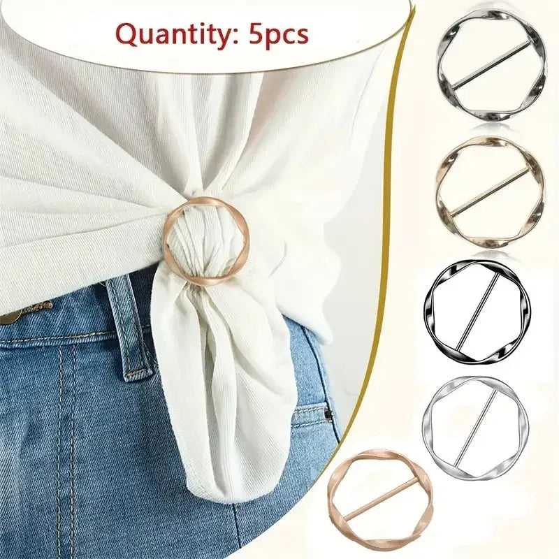 5-Piece Metal Adjustable Buckle Set Multi-use for Shirts Scarves Belts Fashion Accessory Kit