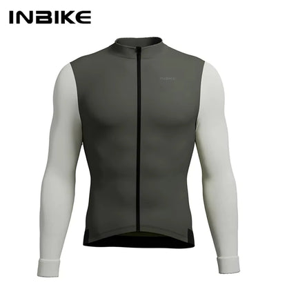 INBIKE Winter Cycling Clothing for Men Fleece Cycling Sets Long Sleeve Jersey with Pockets Long Bicycle Bib Pants for Road Bikes