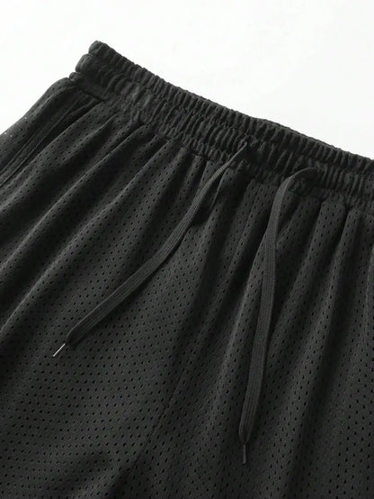 Black Breathable Tank Top And Shorts Set For Night Exercise Running Hiking