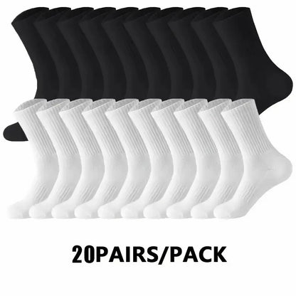 5/10/20 Pairs Neutral Solid Color Round Neck Socks Spring Summer Sweat Absorbing Breathable Comfortable All-season Sports Socks