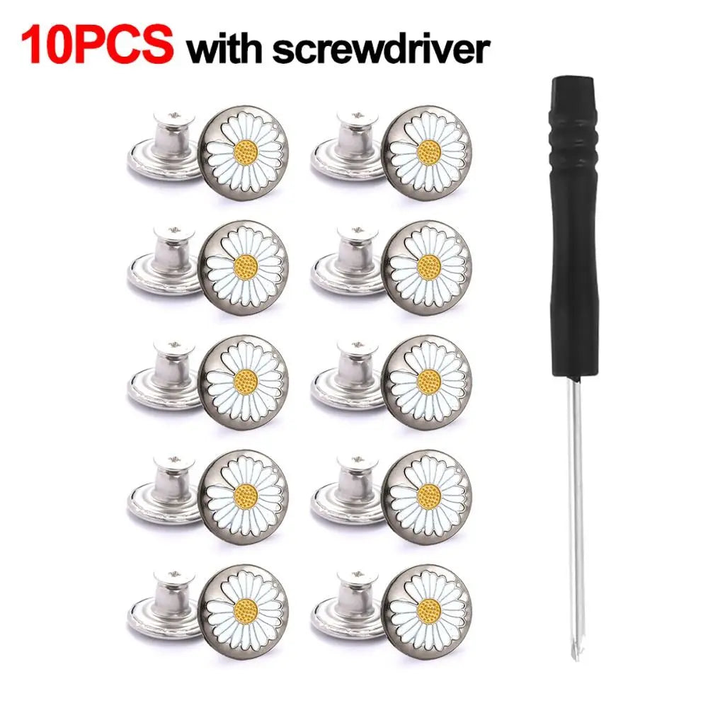 10Pcs/pack 17mm Nail Free Adjustable Waist Extenders Buttons Jeans Waist Buttons Detachable Clothing Pants Waist Buckle