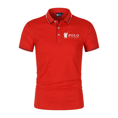 Men's premium summer polo shirt, quick drying, breathable, casual, business fashion, sports, short sleeved, men's clothing