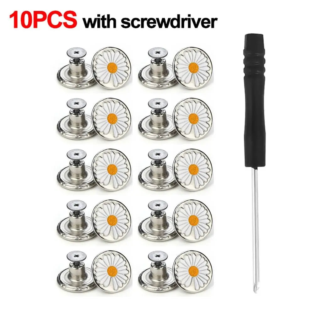 10Pcs/pack 17mm Nail Free Adjustable Waist Extenders Buttons Jeans Waist Buttons Detachable Clothing Pants Waist Buckle