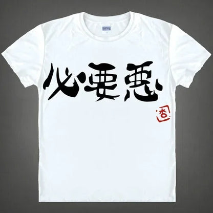 Anime Futaba Anzu Printed T-shirt Chinese Word Cosplay Tops Tshirts Summer Breathing Clothing Tees Mens Funny T Shirt