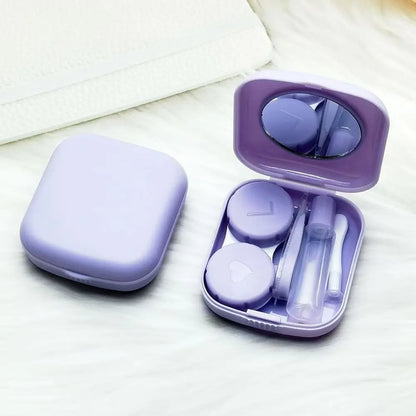 1pcs Mini Square Contact Lens Case with Mirror for Women Colorful Lens Box Eye Container Lovely Travel Kits