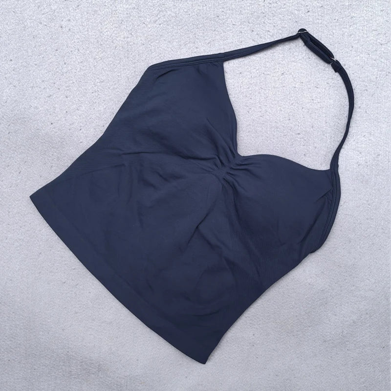 Adjustable Sports Strappy Top Women Backless Gym Top Built in Bra Yoga Clothing Sleeveless Shirts Workout Outfits Tank Top