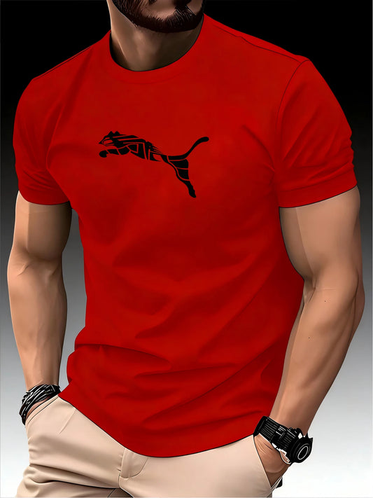 New Summer Luxury Men's Fashion Fox Leopard Print T-shirt Crewneck Casual Trend Y2K High-end High Quality Fitness Sports T-shirt