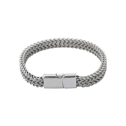 Explosive Hip Hop Stainless Steel Front and Back Men's Simple Bully Punk Bracelet