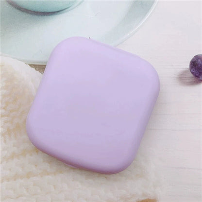 1pcs Mini Square Contact Lens Case with Mirror for Women Colorful Lens Box Eye Container Lovely Travel Kits