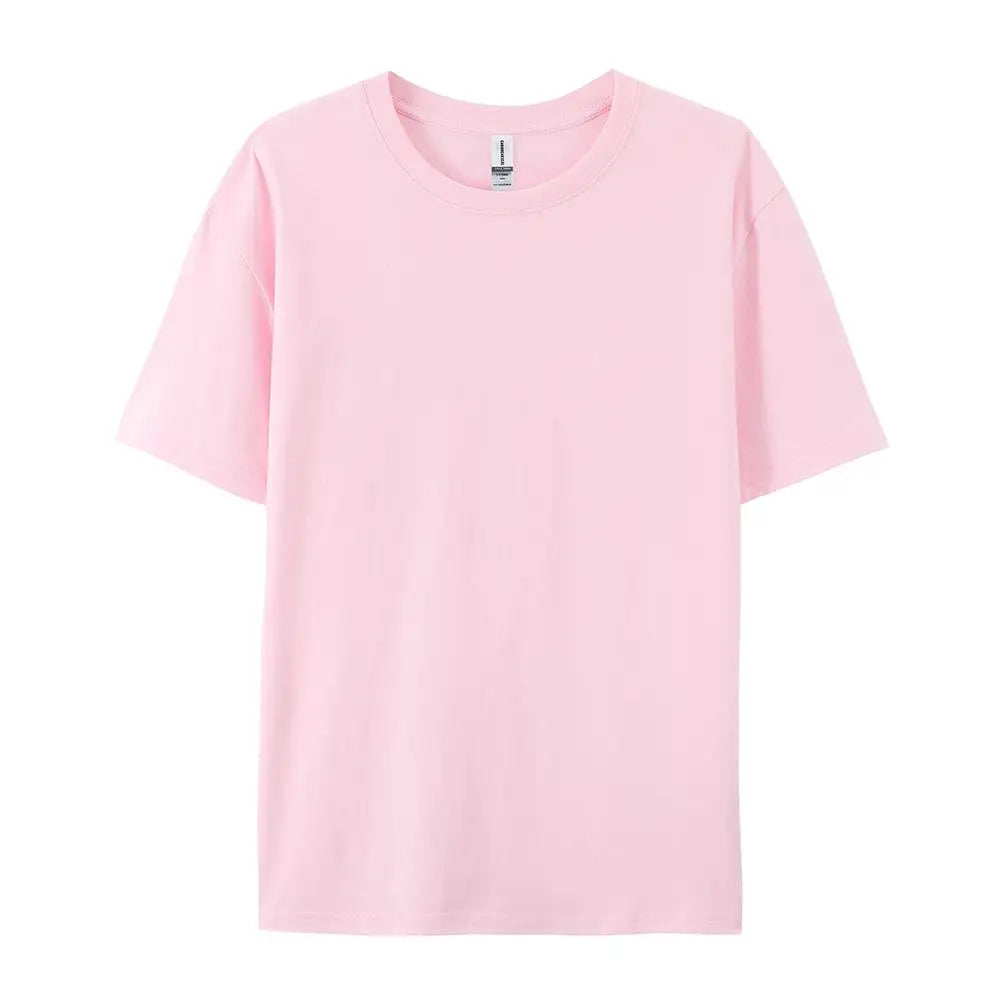 100% Cotton Solid Tshirts Men Woman Short Sleeve Fashion Brand Trend Casual Soft Clothing Tees Customized Products Summer Tops