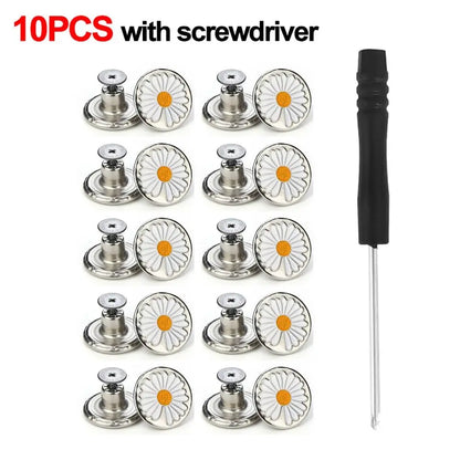 10Pcs/pack 17mm Nail Free Adjustable Waist Extenders Buttons Jeans Waist Buttons Detachable Clothing Pants Waist Buckle