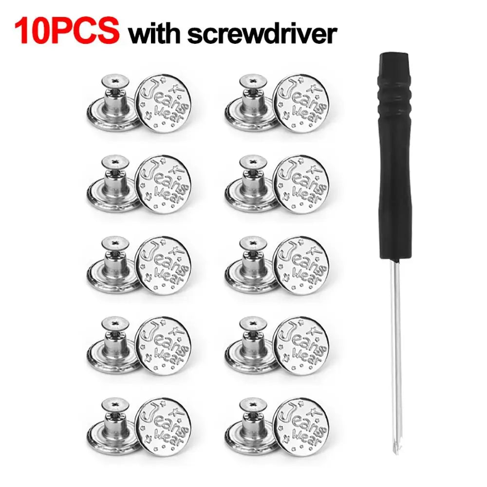 10Pcs/pack 17mm Nail Free Adjustable Waist Extenders Buttons Jeans Waist Buttons Detachable Clothing Pants Waist Buckle