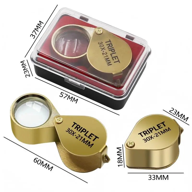 Professional 10-30X Handheld Jewelry Magnifier – Foldable Pocket Loupe with Triplet Lens for Diamond, Reading & Precision Work
