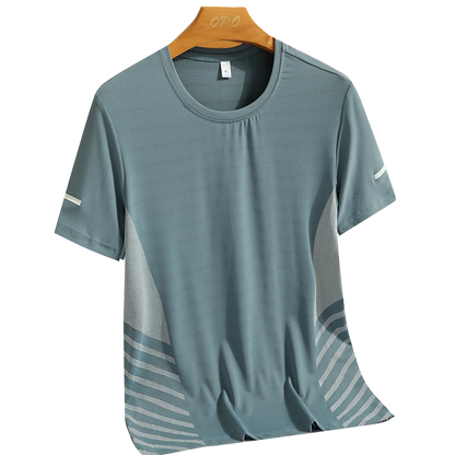 Running T-shirt Men Summer Ice Silk Thin Top Reflective Printing Quick Dry Short Sleeve Breathable Fitness Sports T-shirt 5XL