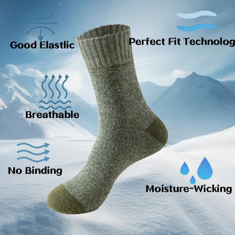 5 Pairs Merino Wool Socks For Men, Super Thick Hiking Socks Thermal Socks For Cold Weather