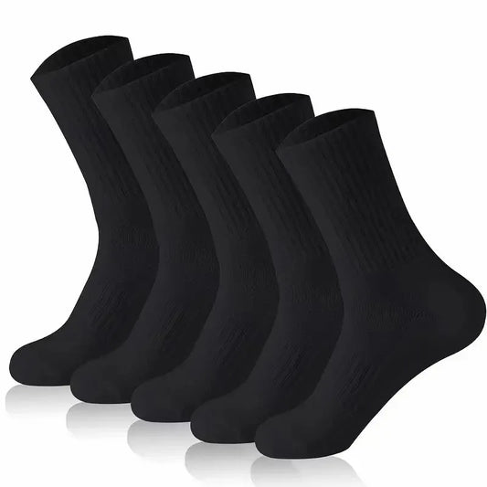 5/10/20 Pairs Neutral Solid Color Round Neck Socks Spring Summer Sweat Absorbing Breathable Comfortable All-season Sports Socks