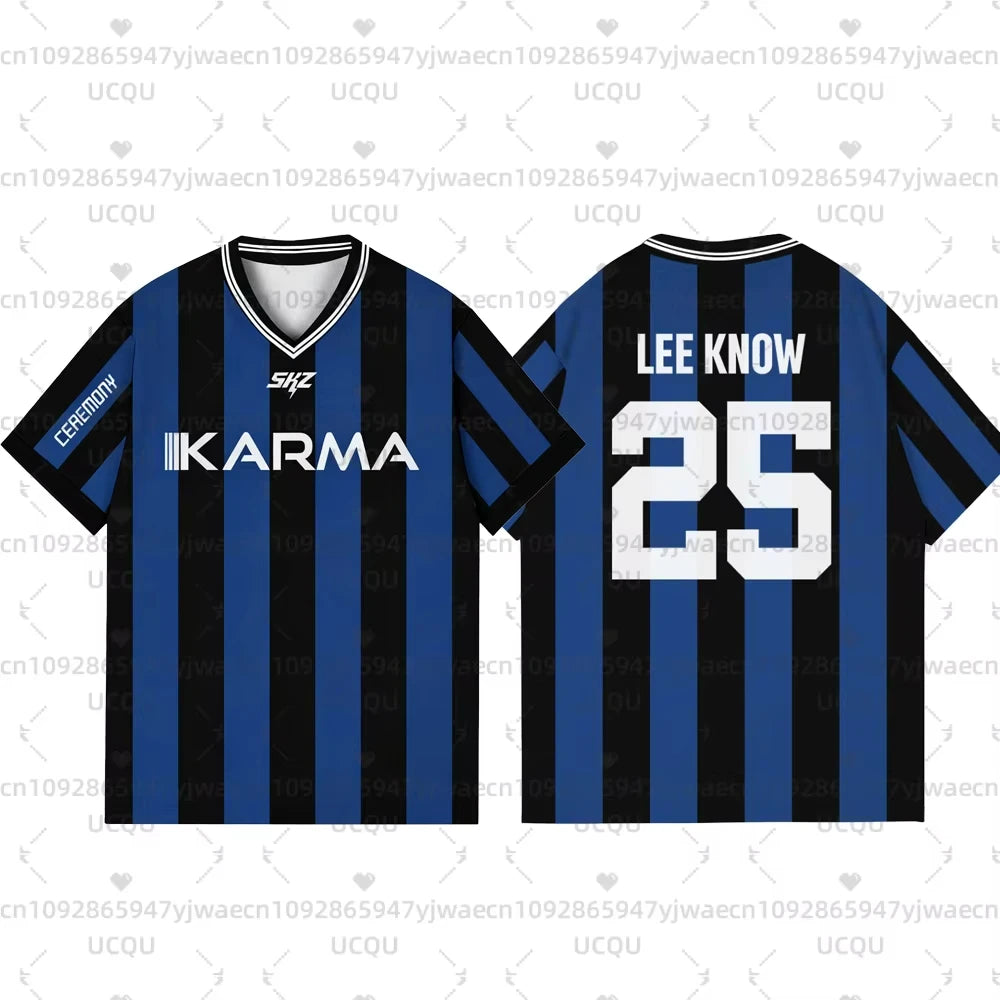 Kpop Stay Karma Album Fans TShirt Felix Bangchan Hyunjin Streetwear Casual Sport Oversize Short Sleeve Men's Clothing T-Shirt