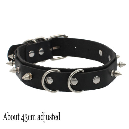 Woman Black Punk Choker Collar Necklace Sexy PU Leather Heart Lock Key Spike Chocker Gothic Cosplay Accessories Party Jewelry
