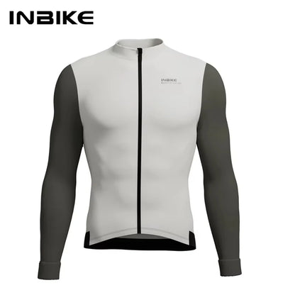 INBIKE Winter Cycling Clothing for Men Fleece Cycling Sets Long Sleeve Jersey with Pockets Long Bicycle Bib Pants for Road Bikes