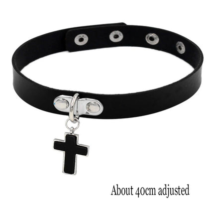 Woman Black Punk Choker Collar Necklace Sexy PU Leather Heart Lock Key Spike Chocker Gothic Cosplay Accessories Party Jewelry