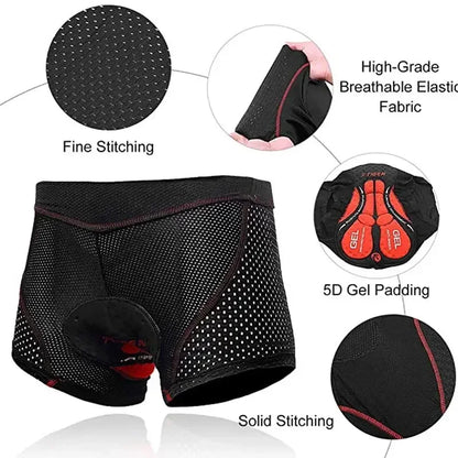 X-TIGER Men's Cycling Underwear Shorts 5D Cushion Race Athletic Shorts Casual Pants Mountain Bike Road Bike Cycling Shorts