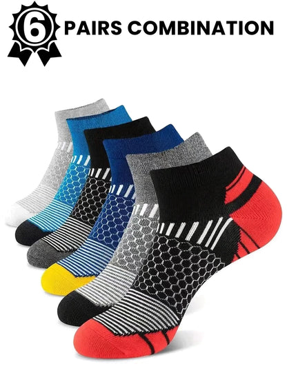 6 Pairs Men'S Short Sports Socks - Moisture-Wicking Breathable All-Season Athletic Low Tub Fashion Comfortable High-Quality