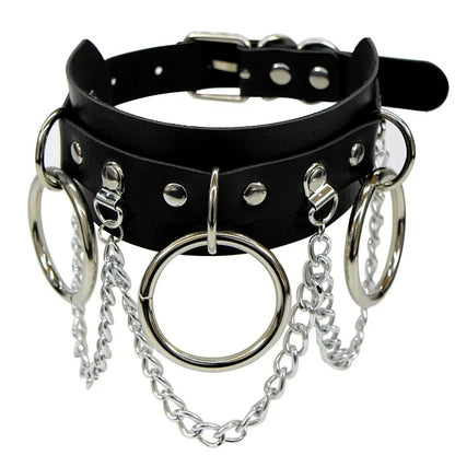 Woman Black Punk Choker Collar Necklace Sexy PU Leather Heart Lock Key Spike Chocker Gothic Cosplay Accessories Party Jewelry
