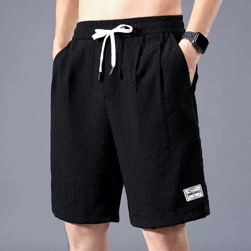 Ice Silk Shorts Men's Thin Sports Cropped Pants Loose Straight Leg Cool Breathable New Fashion Trend Casual XL-XXXL
