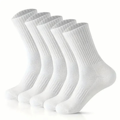 5/10/20 Pairs Neutral Solid Color Round Neck Socks Spring Summer Sweat Absorbing Breathable Comfortable All-season Sports Socks