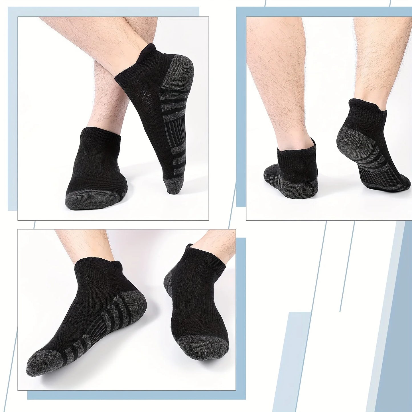 12 Pairs Men's Mesh Breathable Sports Ear Lifting Socks All Season Solid Color Low Cut Casual Mens Short Tube Socks
