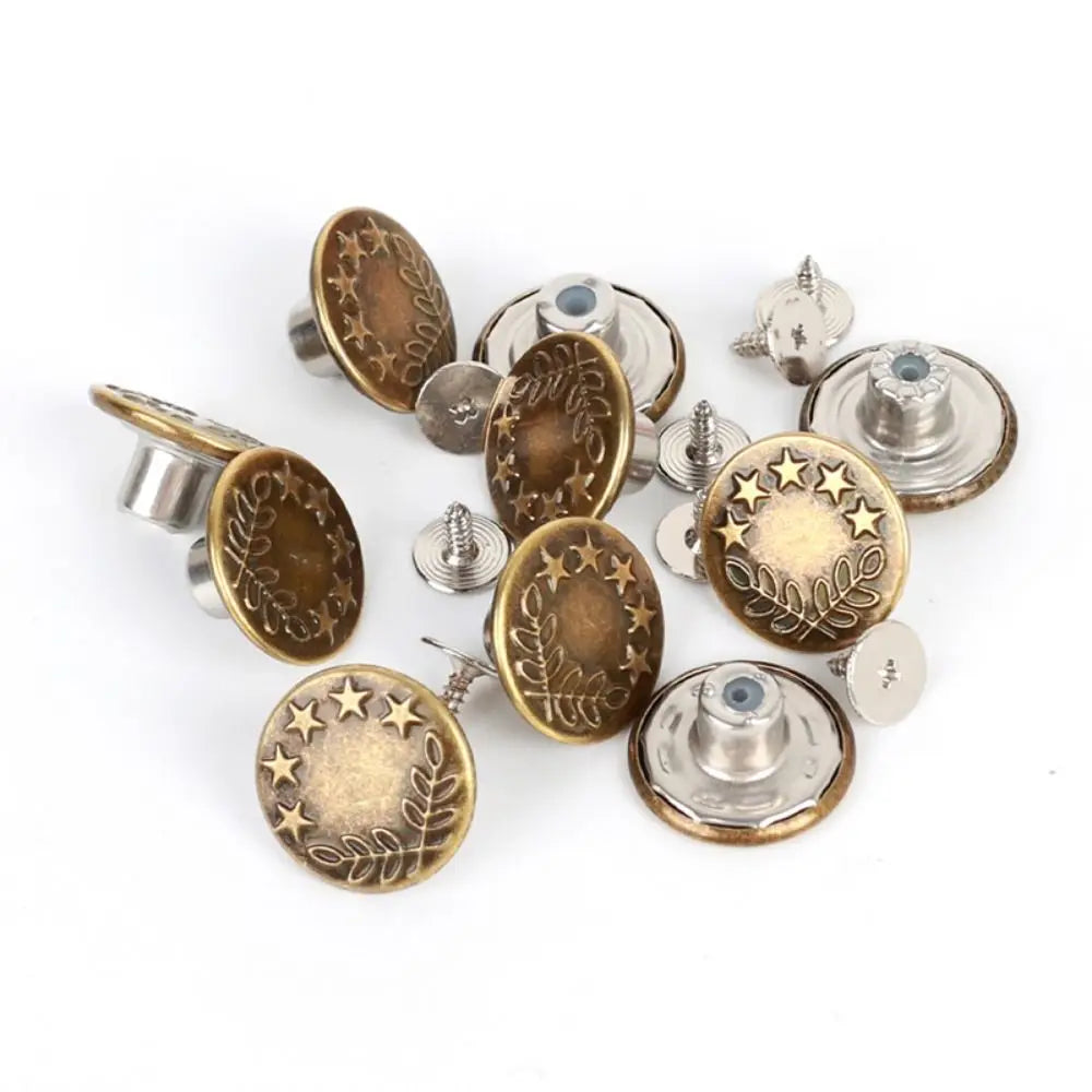10Pcs/pack 17mm Nail Free Adjustable Waist Extenders Buttons Jeans Waist Buttons Detachable Clothing Pants Waist Buckle