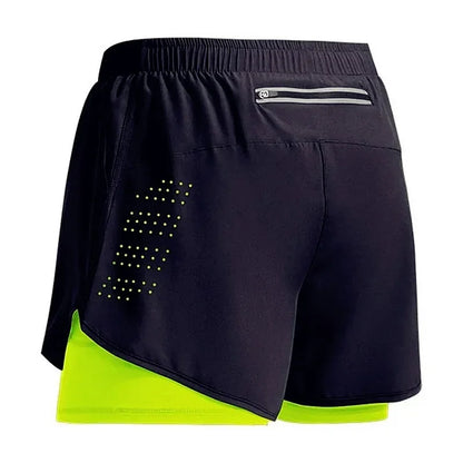 Men's Running Shorts Quick-drying Fitness Black Double Layer Shorts Men New Sport Workout Training Bodybuilding Short Pants