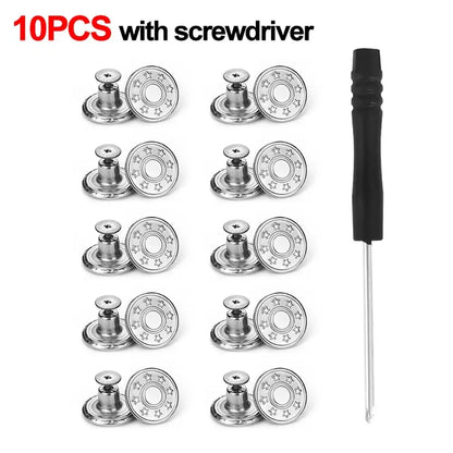 10Pcs/pack 17mm Nail Free Adjustable Waist Extenders Buttons Jeans Waist Buttons Detachable Clothing Pants Waist Buckle