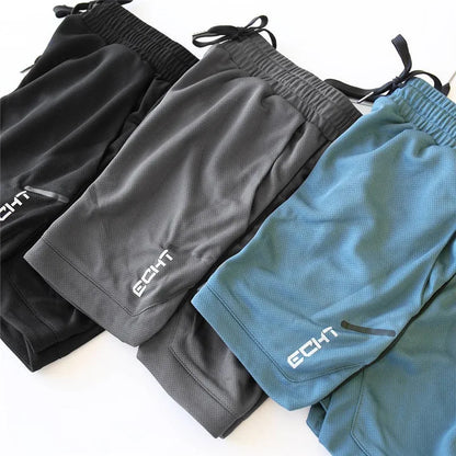 Summer thin mesh sports shorts men's breathable trend muscle fitness training three point pants running casual sports shorts