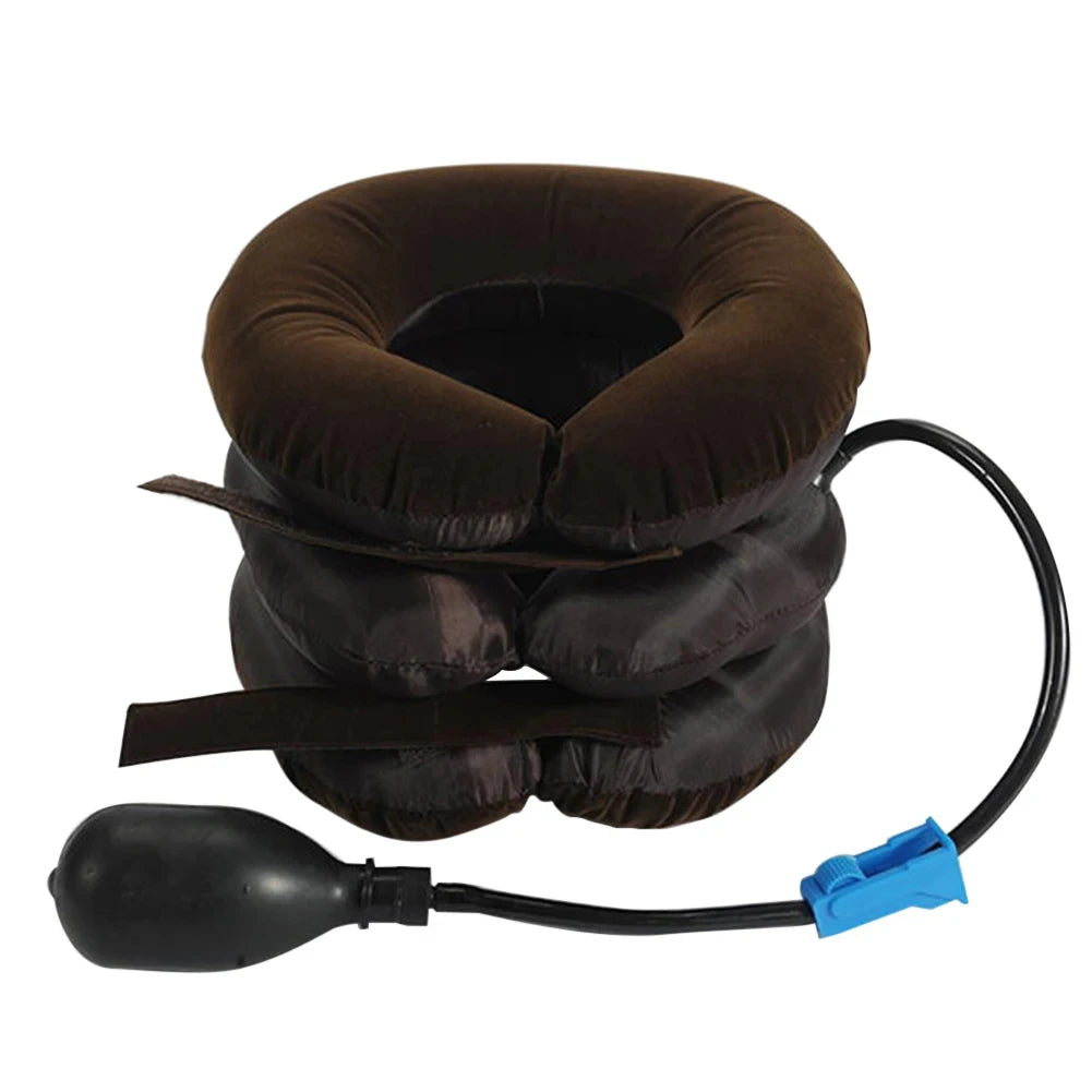 Inflatable Neck Stretcher Support Air Cervical Traction 3 Tubes Neck Braces Stress Relief Relaxation Men Women for Home Office