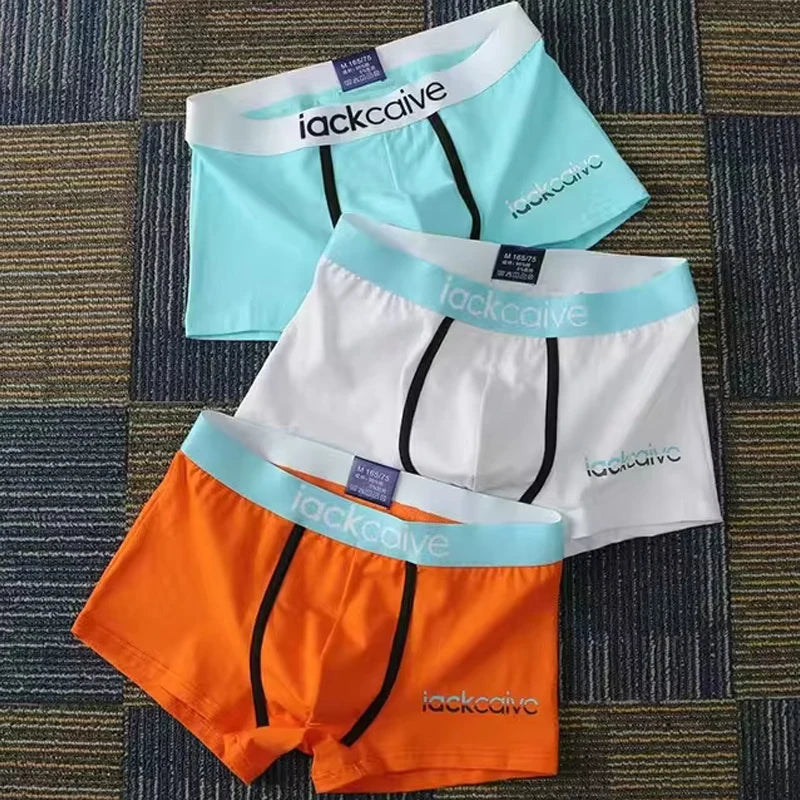 3Pcs Male Panties Cotton Men's Underwear Boxers Breathable Man Boxer Printed Underpants Comfortable Shorts Men Underwear M-3XL