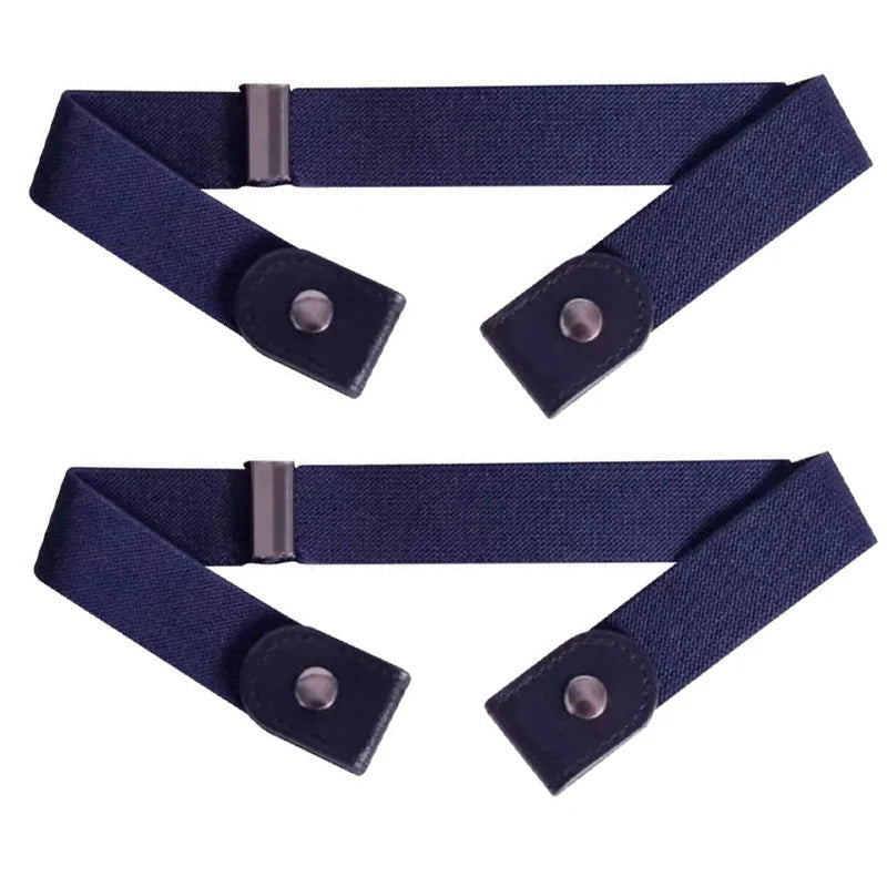 2pcs Set No Buckle Elastic Belt for Women Men Unisex Stretch Belt for Pants Jeans Casual Buckle Free Adjustable Invisible Belts