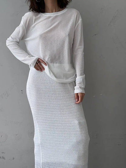 Hirsionsan 2025 Basic soft  T Shirts Women Summer autumn Long Sleeves Loose Bottom Tees Ladies Casual Knitted Soft Woman Tops
