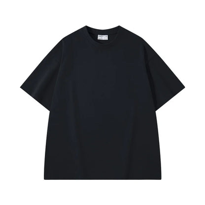 100% Pure Cotton T-Shirt With Round Neck Shoulder Design For Both Men Women Summer Solid Color Short Sleeved Casual Loose Fit