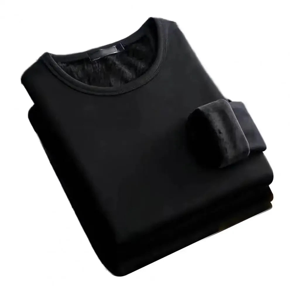Winter Men's Thickening Velvet Warm Tops Men's Winter Long-sleeved Thermal Underwer Male Round Neck Fashion T-shirt M-5XL