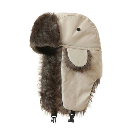Winter Russian Ushanka Hat Mens Military Style Pilot Cap with Ear Muffs Windproof Cold Weather Army Aviator Fur Patrol Hat