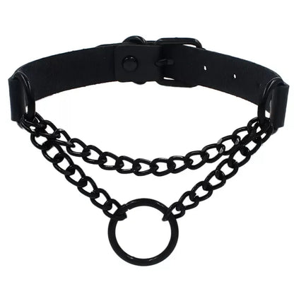 Woman Black Punk Choker Collar Necklace Sexy PU Leather Heart Lock Key Spike Chocker Gothic Cosplay Accessories Party Jewelry