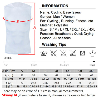 Reflective Cycling Base Layers White Cycling Undershirt Quick Dry Vest Sport Underwear Tight Vest High Elastici Vest Bike Jersey